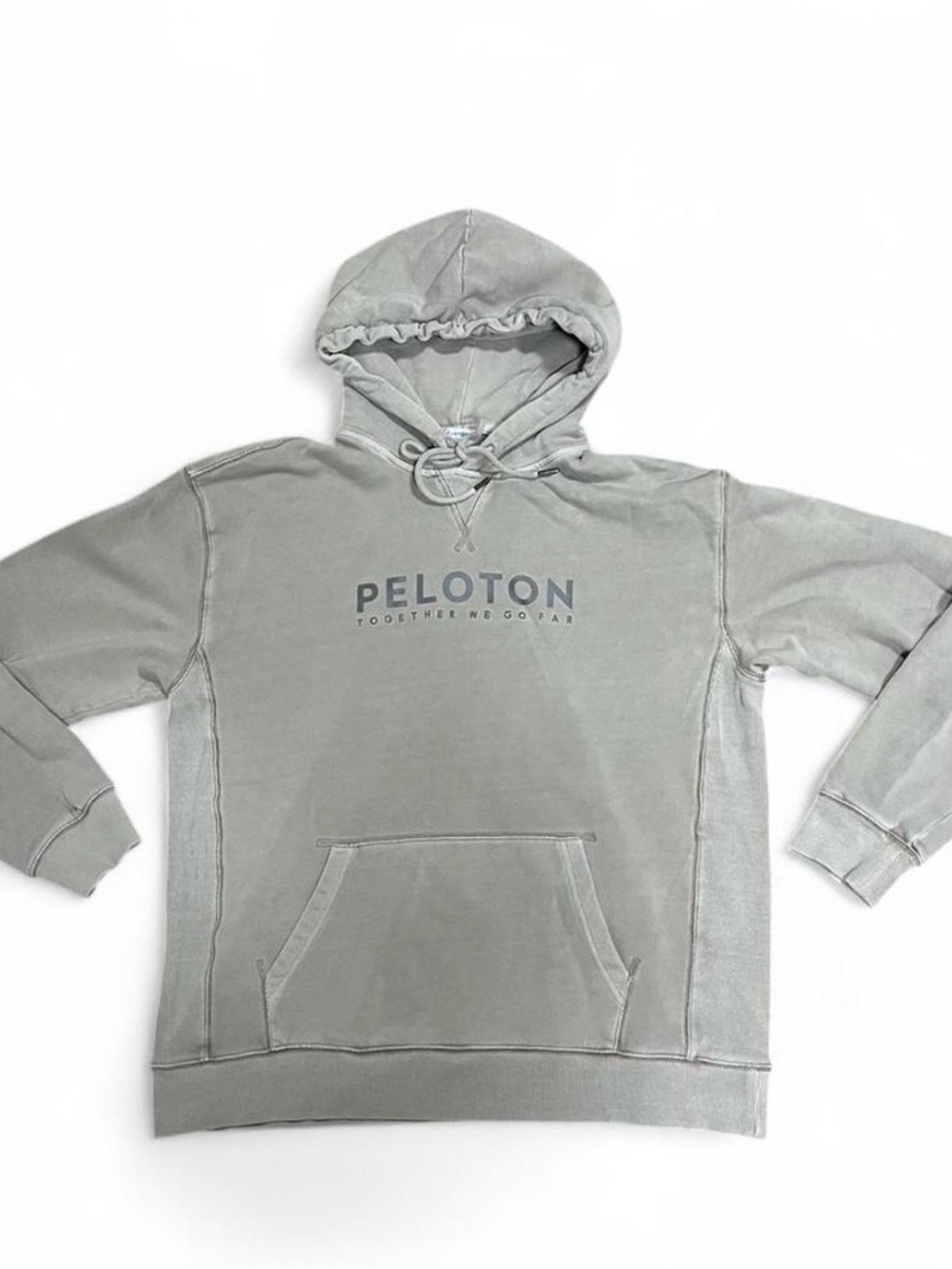 Peloton Sweatshirt Mens Large Beige Brooklyn Hoodie French Terry Active Pullover